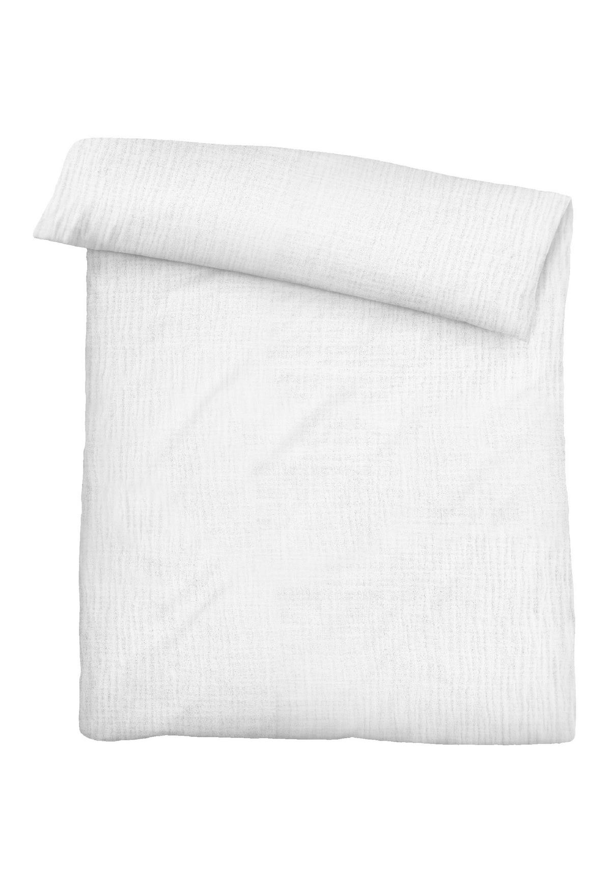 BETTWÄSCHE-GARNITUR Musselin UNI weiss, 135x200 cm + 80x80 cm - Weiß, Textil (135/200cm) - biberna
