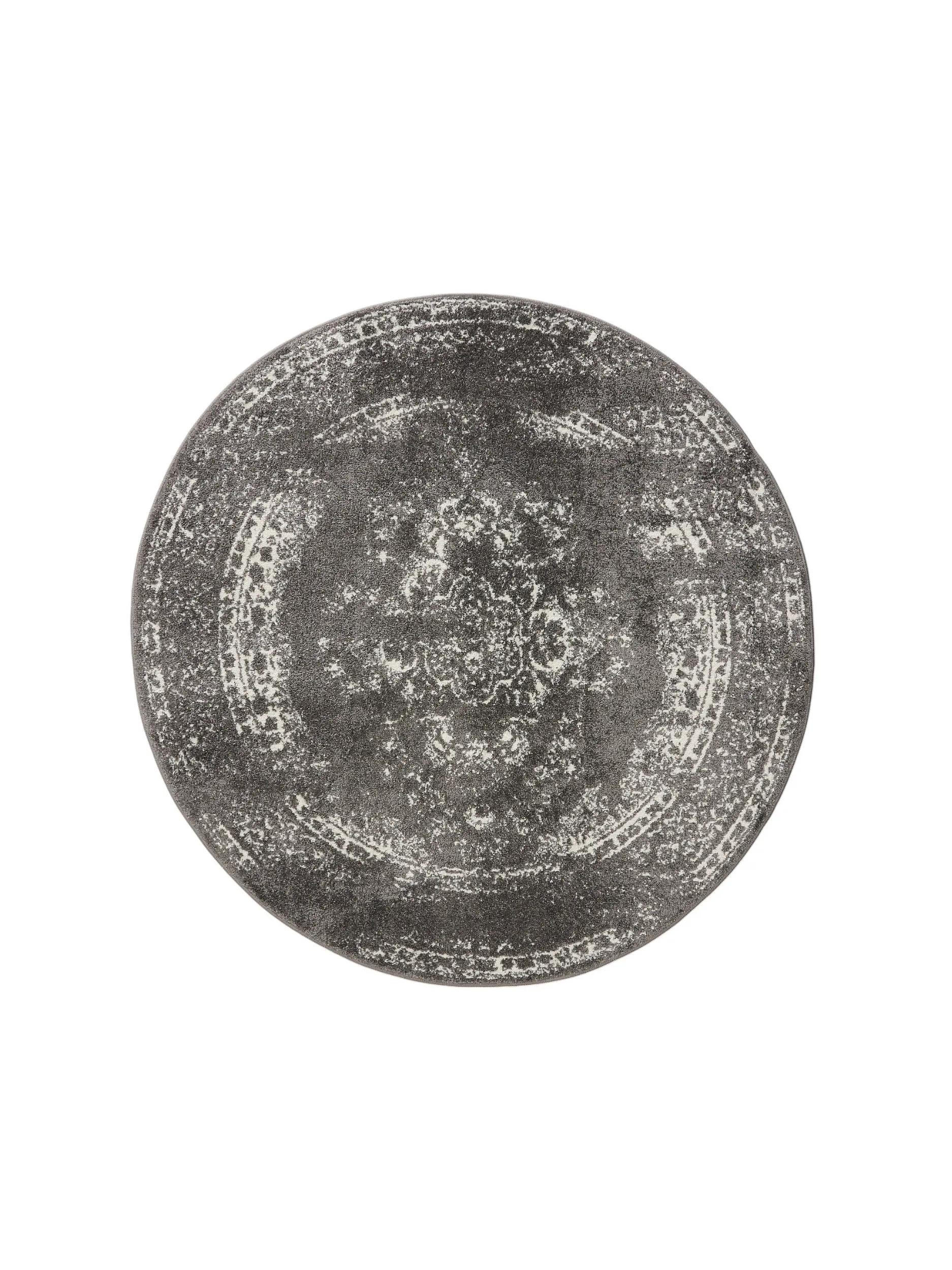 VINTAGE-TEPPICH Sia ø 120 cm rund - Grau, Kunststoff (120/120cm) - benuta