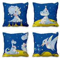 ZIERKISSENBEZUG 4er Set 41 x 41 cm Dinosaurier Motiv - Blau, Textil (41/41cm)