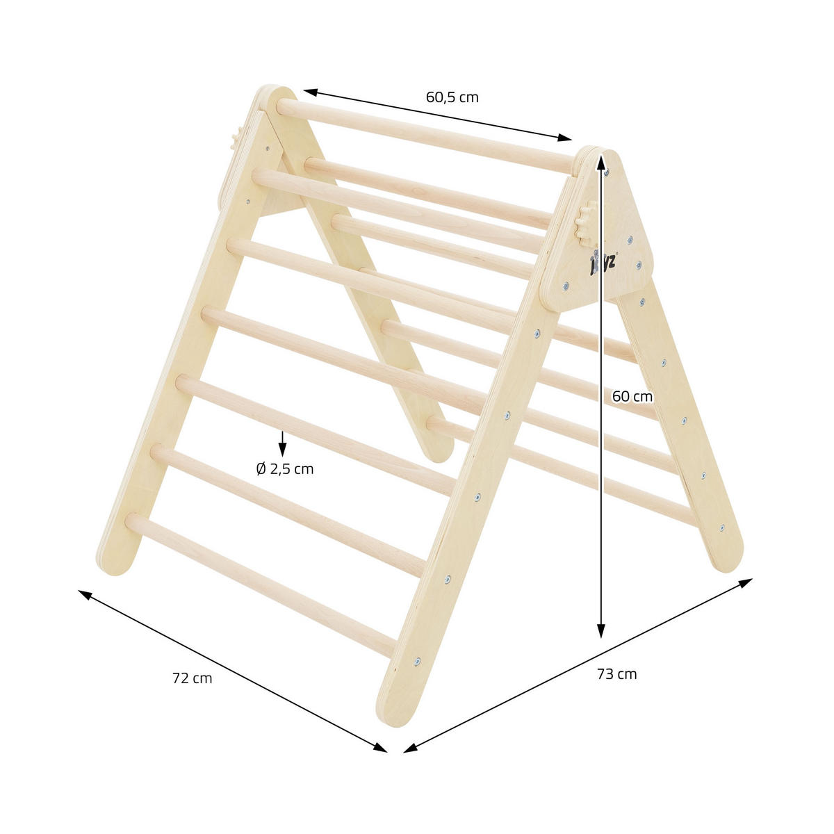 KLETTERDREIECK Natur - Braun, Holz (72/60/73cm) - Joyz