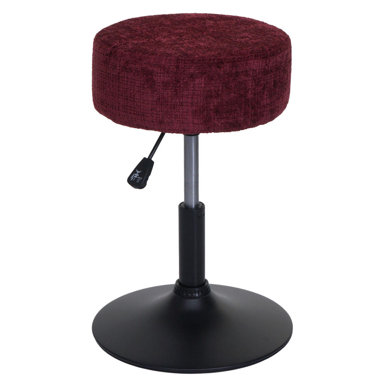 HOCKER 2er-Set höhenverstellbar und drehbar Sitzhöhe 45-57cm Ø 37cm Stoff Chenille Bordeaux - Rot, Textil (37/57/37cm) - PROREGAL