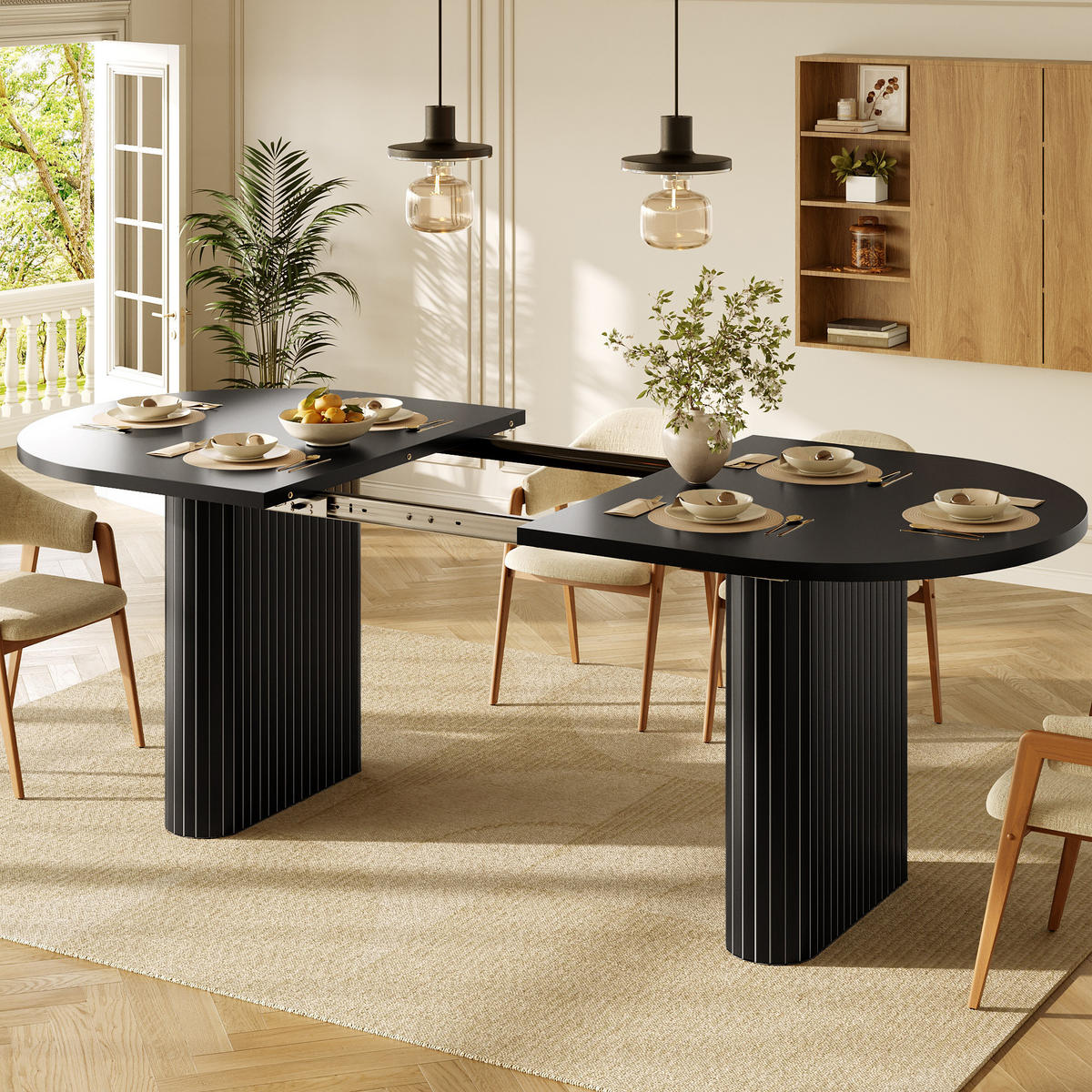 ESSTISCH 120–160/80/75,5 cm, Naturholzfarben/Braun/Schwarz - Schwarz, Holzwerkstoff (160/80/75.5cm)