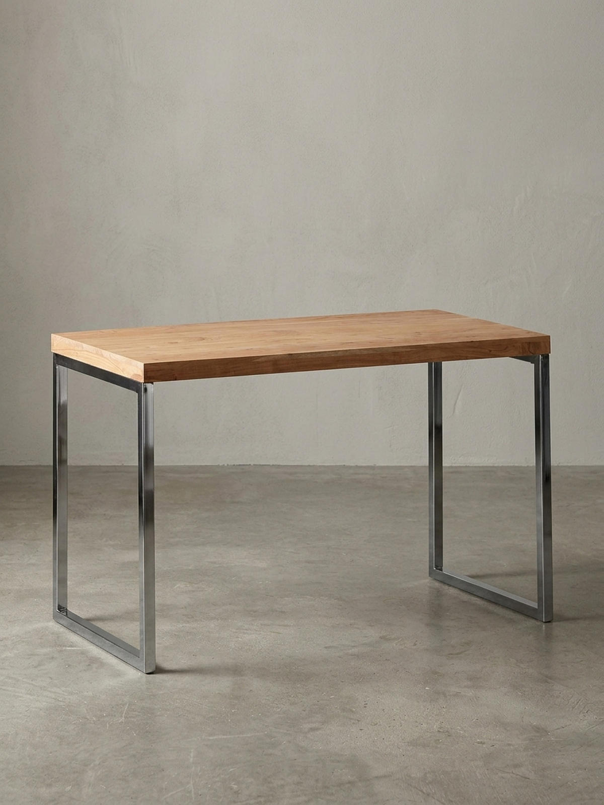 SCHREIBTISCH Massivholz Landhausstil Chromgestell ISEN, Beige 120x60x76 cm - Beige/Silberfarben, Holz/Metall (60/120/76cm) - KADIMA DESIGN