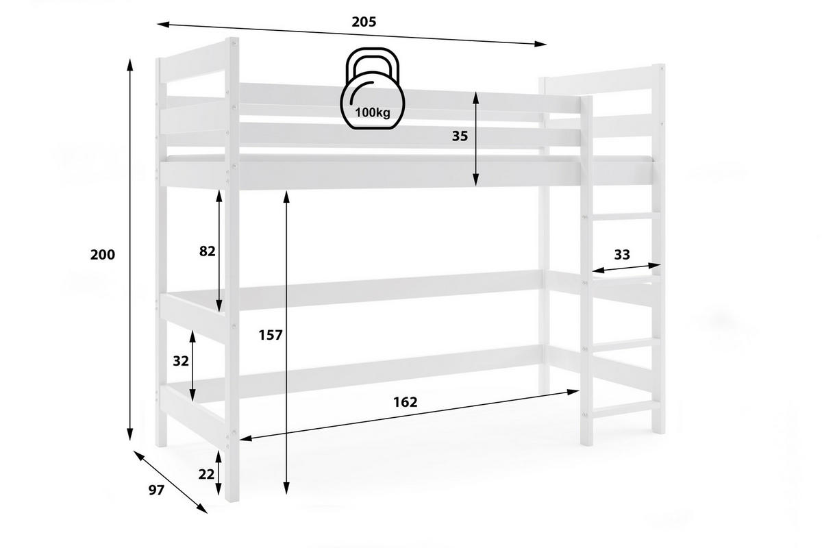 HOCHBETT Anter 200x90cm - Weiß, Holz (90/200cm) - Interbeds