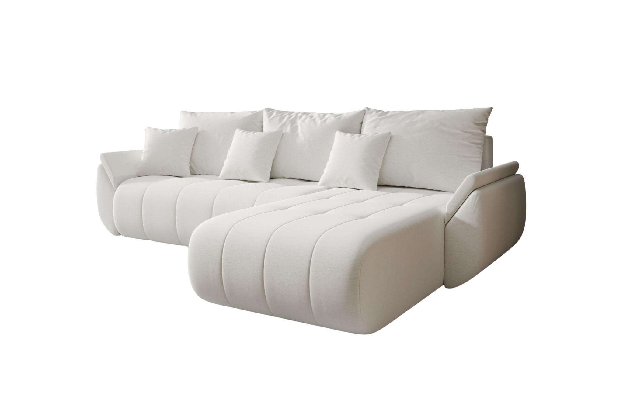 ECKSOFA Mit Schlaffunktion Und Bettkasten TOKYO, Stoff WIND, Ecru, Rechts - Ecru, Holz (280/190cm) - Kaiser Möbel