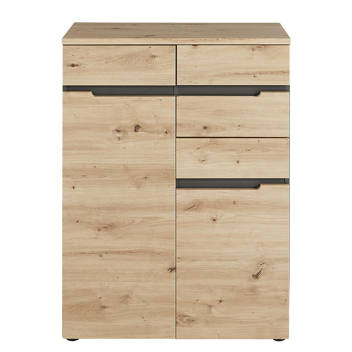 KOMMODE - Eiche Artisan Dekor / Graphit - 80 cm - Schwarz/Braun, Holzwerkstoff/Kunststoff (80/107/38cm) - home24