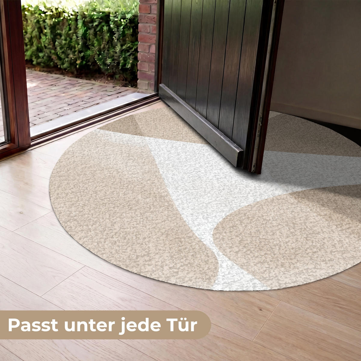 FUSSMATTE Glatte Oberflächen - Harmonisch - Wellenförmig Schmutzfangmatte 120x120 cm - Beige, Kunststoff (120/120cm) - MuchoWow
