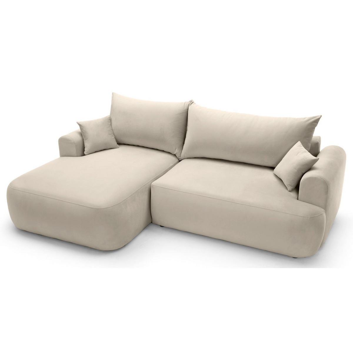 ECKSOFA Ovo Hellbeige mit wasserabweisendem Samtbezug - Ecru/Schwarz, Kunststoff/Textil (260/165cm) - Selsey