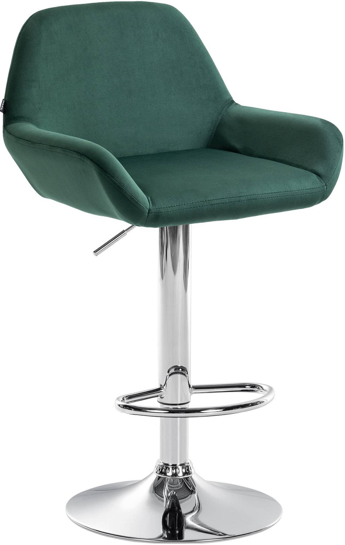 BARHOCKER Samt dunkelgrün - Chromfarben/Dunkelgrün, Textil/Metall (51/89/52cm) - CLP
