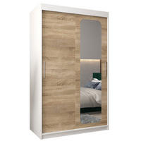 SCHWEBETÜRENSCHRANK 200/120/62 2-türig - Silberfarben/Weiß, Holz/Kunststoff (120/200/62cm) - Abiks Möbel