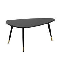 COUCHTISCH mit Marmor Optik, Dreibein, Metall-Gestell, Dreieckig, Schwarz 90x60x41 cm - Schwarz, Holzwerkstoff/Metall (60/90/41cm) - KADIMA DESIGN