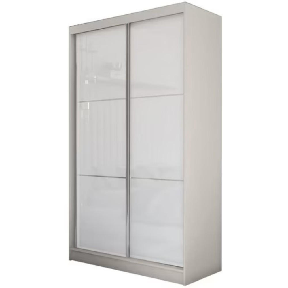 SCHWEBETÜRENSCHRANK Viva 120/216/61 kaschmir mit Lacobel-Glas und Schubladeneinsätze - Kaschmir, Holzwerkstoff (120/216/61cm) - Beautysofa