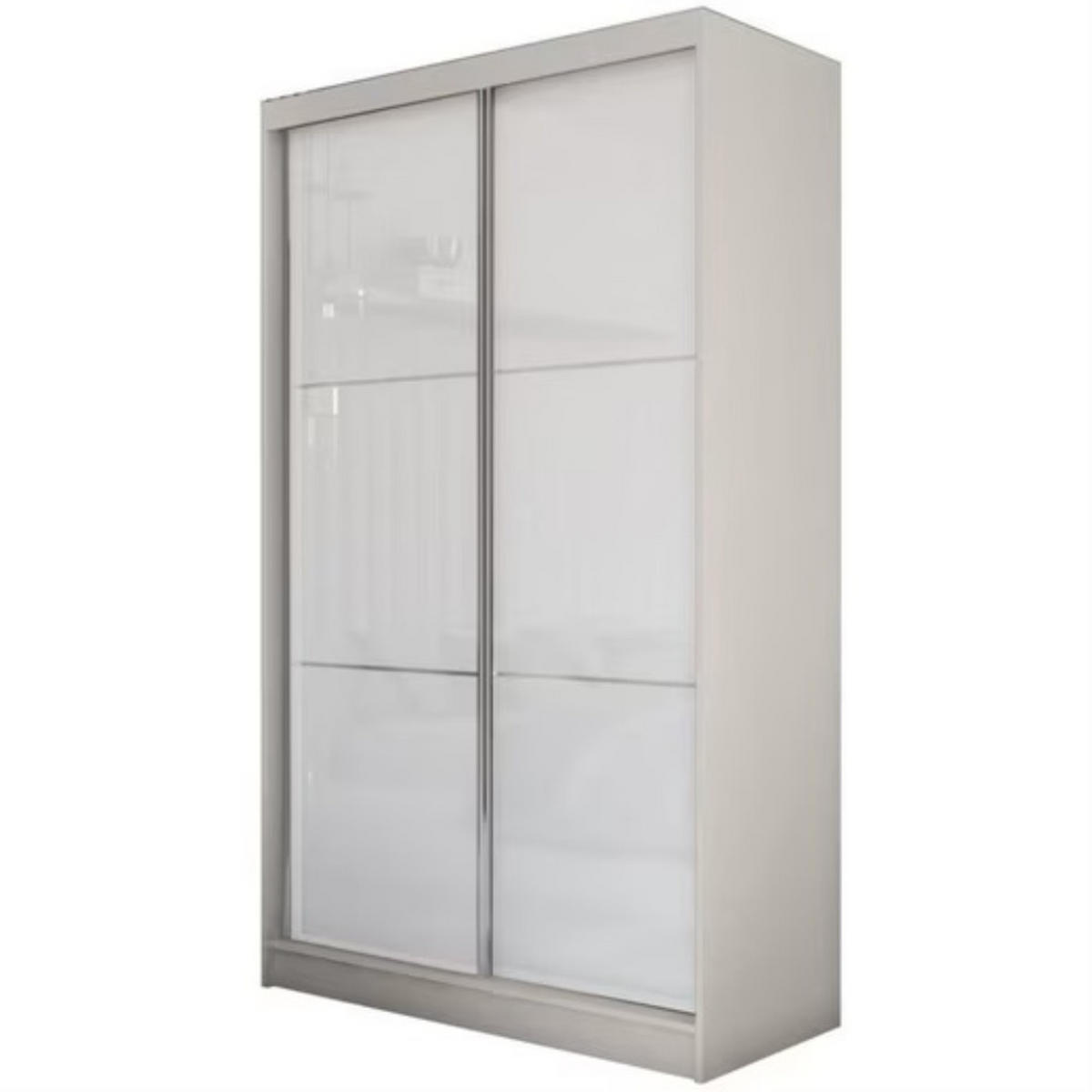 SCHWEBETÜRENSCHRANK Viva 120/216/61 kaschmir mit Lacobel-Glas und Schubladeneinsätze - Kaschmir, Holzwerkstoff (120/216/61cm) - Beautysofa