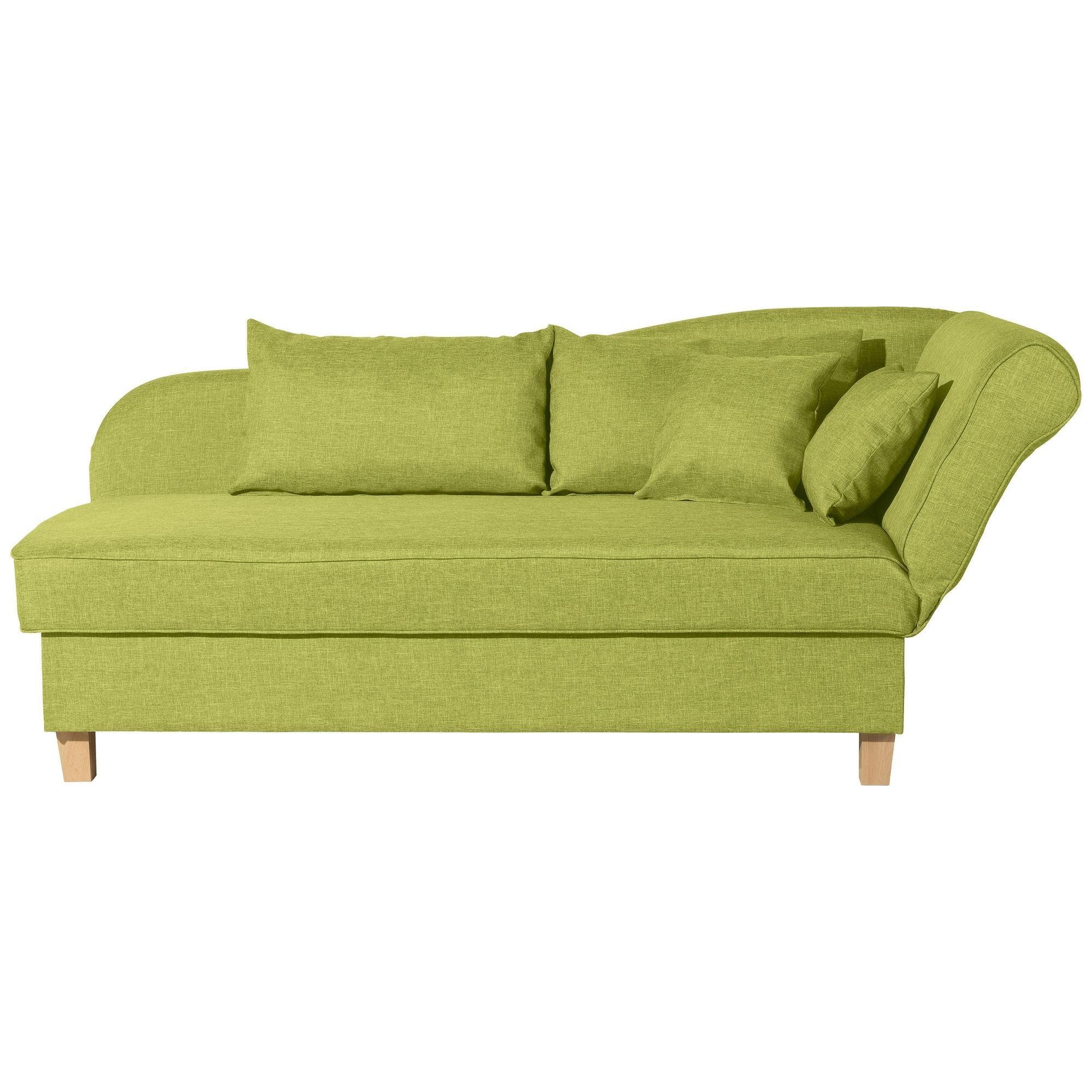 RECAMIERE mit Armteil rechts klappbar Katia Bezug Flachgewebe Buche natur / apfel - Grün, Kunststoff (190/82/88cm) - 58aufmkessel