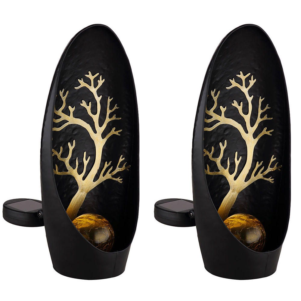 LED AUSSENLEUCHTE Metall Schwarz 2er Set - Schwarz, Glas (14/7/30cm) - Globo Lighting