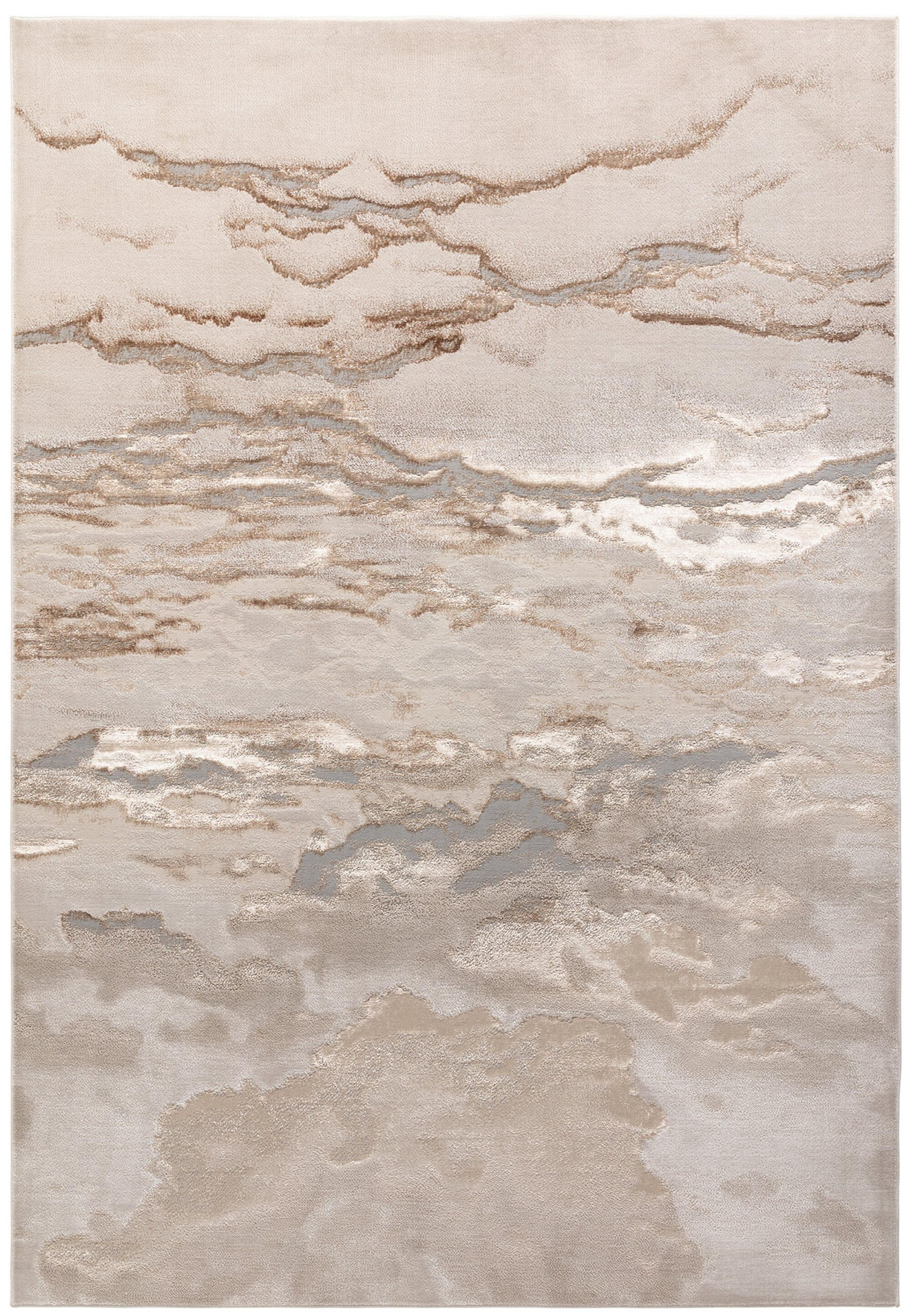 TEPPICH Velours-Metallic Marmoroptik Hochglanz COMO-Lenno, Gold 160x230 cm - Goldfarben, Textil (160/230cm) - KADIMA DESIGN