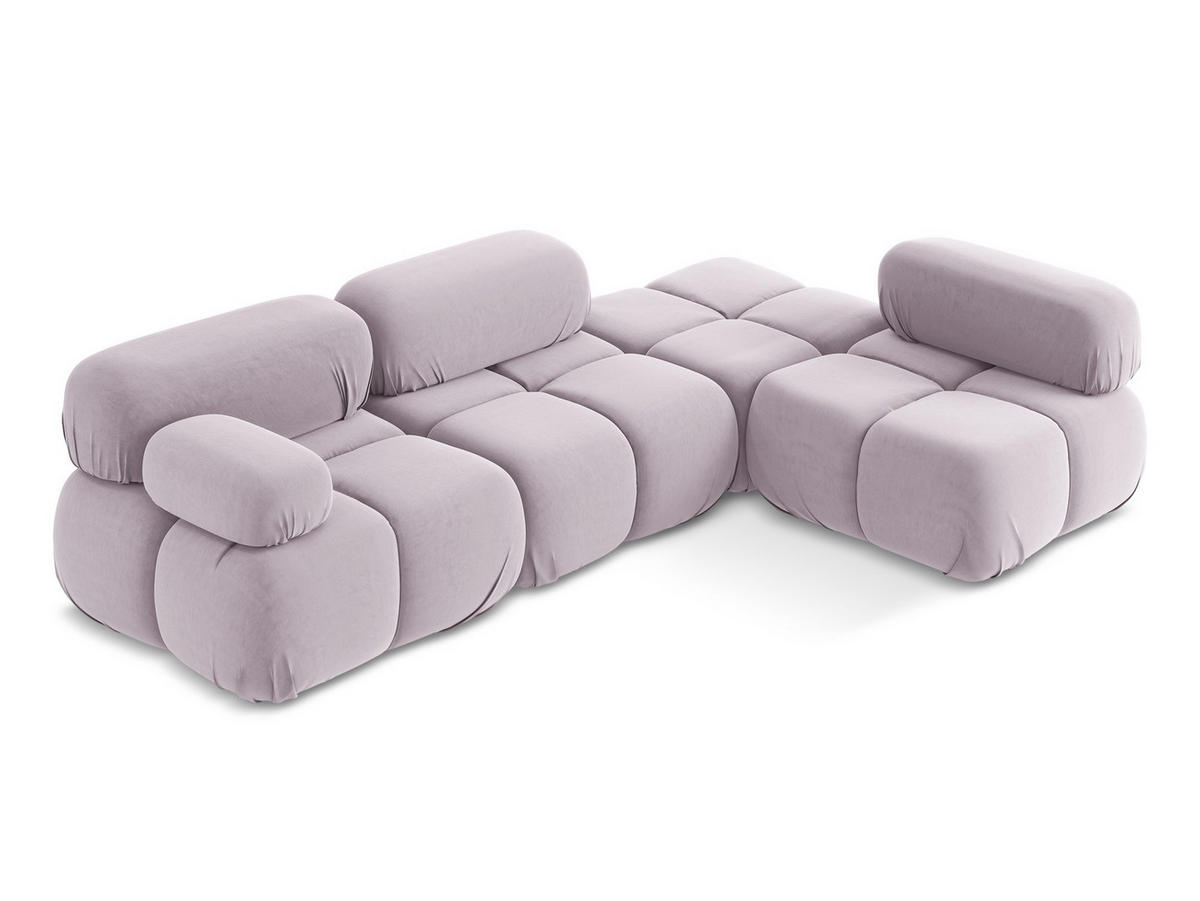 ECKSOFA Rechts Samt Stoff Violett - Lila/Flieder, Kunststoff/Textil (285/190cm) - Makamii