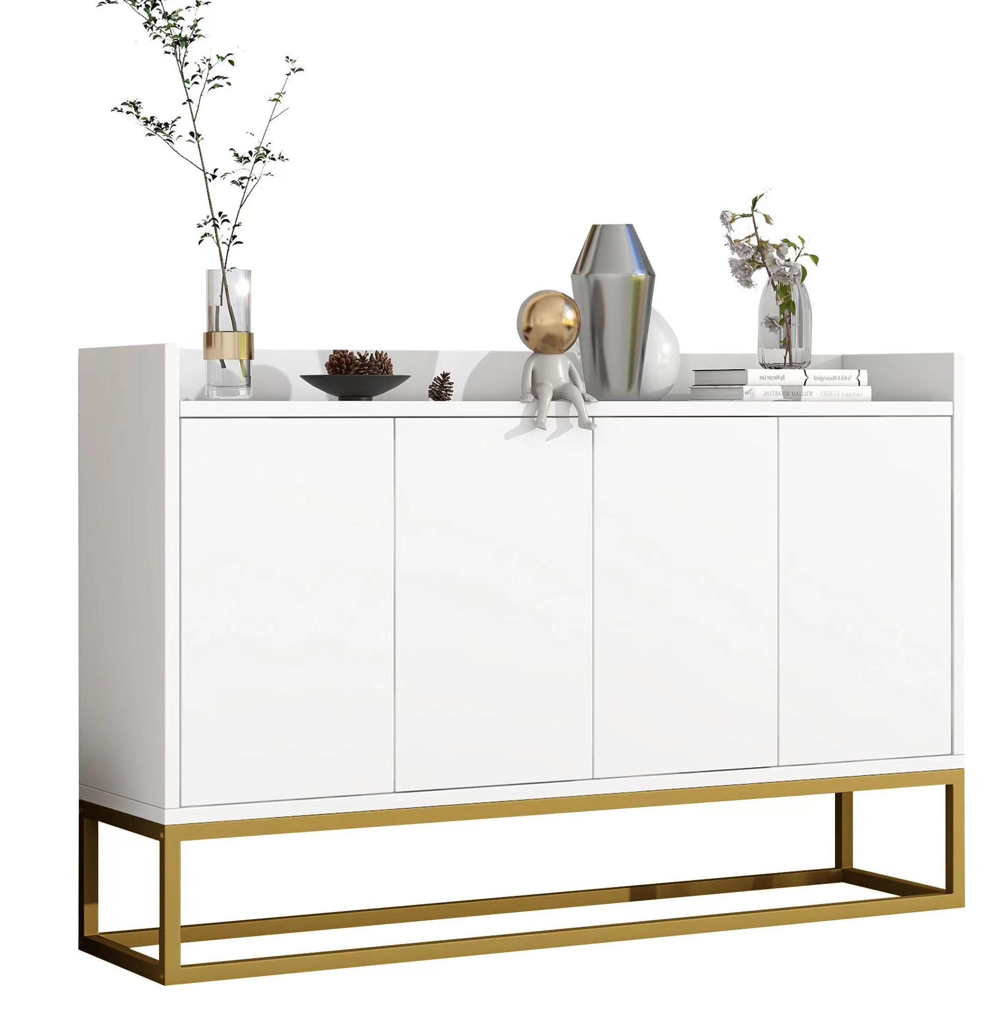 SIDEBOARD 120/30/80 cm weiß aus Holzwerkstoff mit 4 Türen - Weiß, Holzwerkstoff (120/80/30cm) - OKWISH