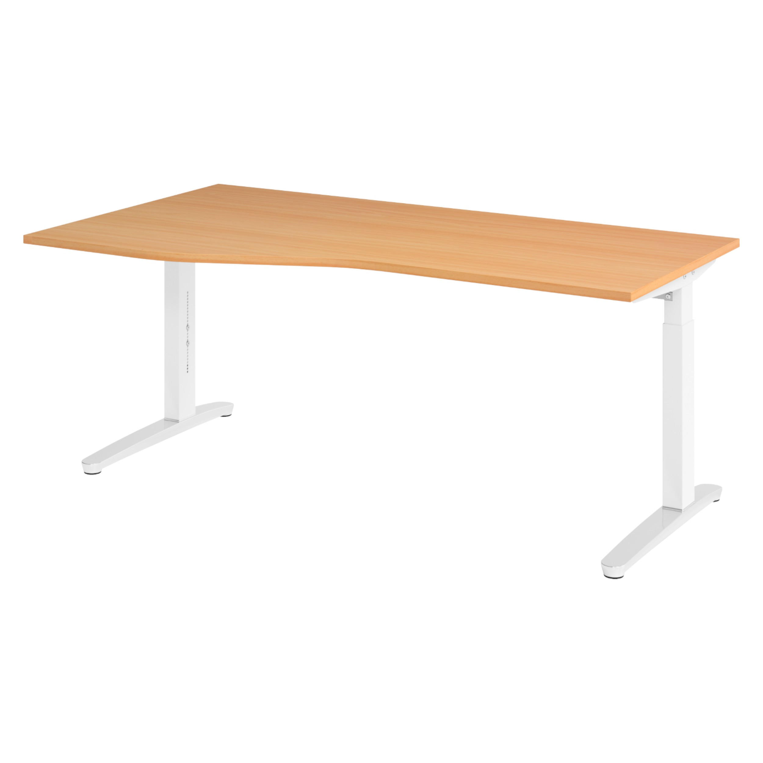 SCHREIBTISCH Serie-XB 100/180/74 cm in Buchefarben/Weiß/Alu poliert - Buchefarben/Silberfarben, Holzwerkstoff (100/180/74cm) - bümö