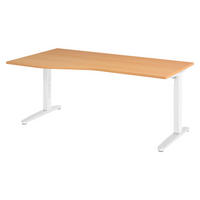 SCHREIBTISCH Serie-XB 100/180/74 cm in Buchefarben/Weiß/Alu poliert - Buchefarben/Silberfarben, Holzwerkstoff (100/180/74cm) - bümö