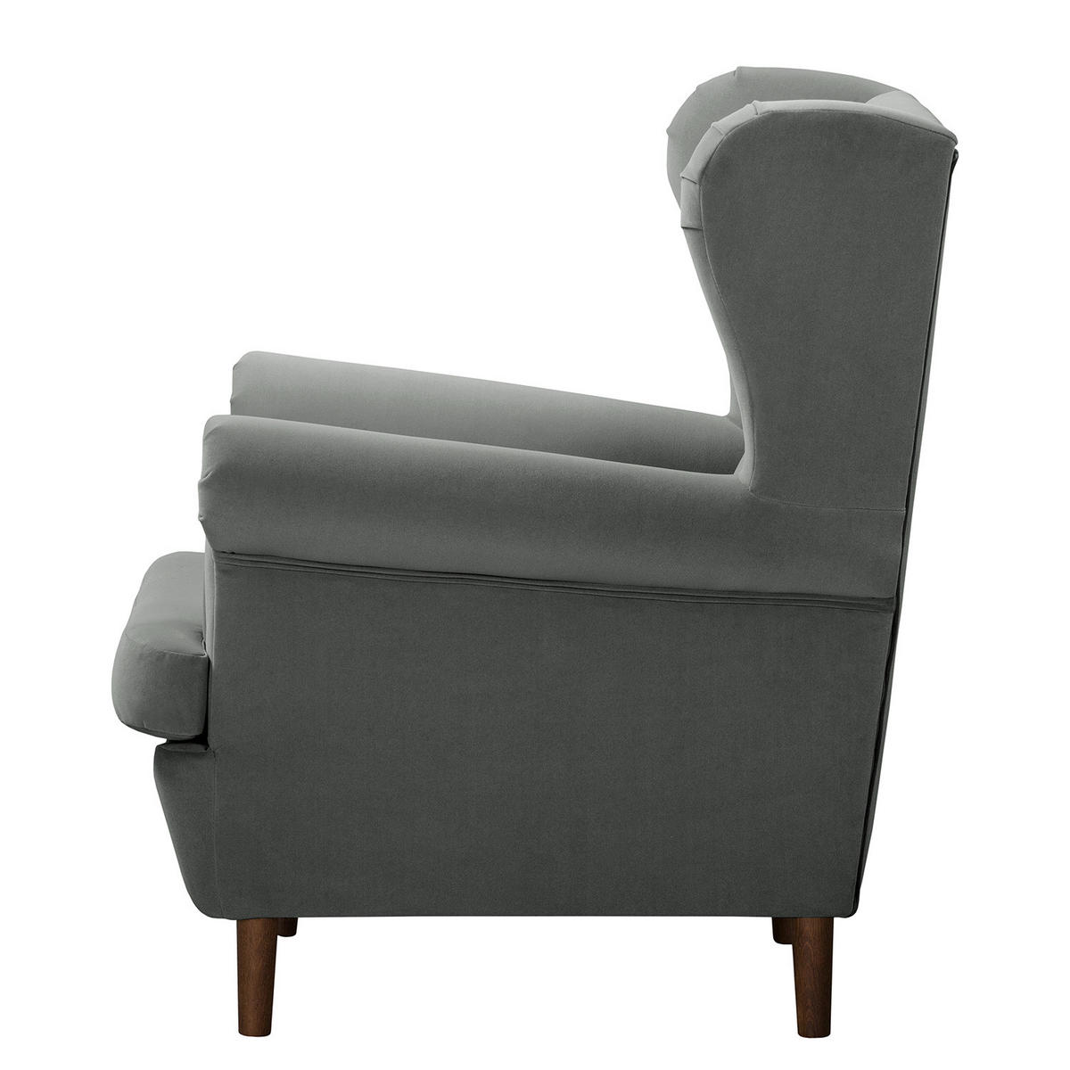 OHRENSESSEL - Dunkelbraun/Grau, Textil (85/101/89cm) - home24