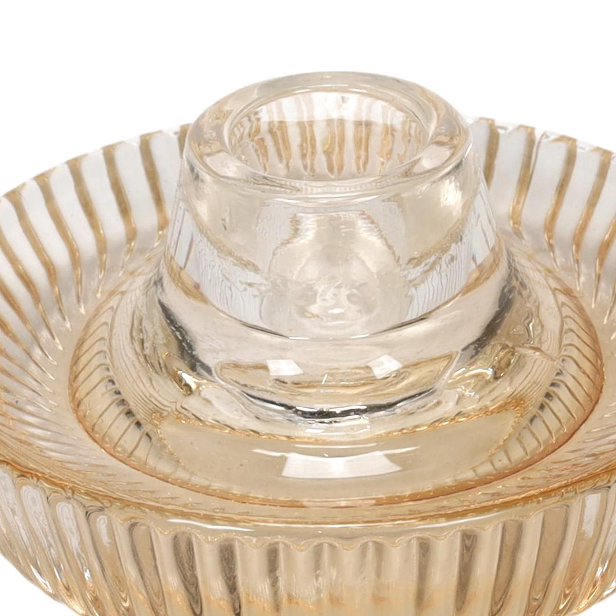 KERZENSTÄNDER aus Glas Arty 10/10/5 cm - Beige, Glas (10/5/10cm) - Homea