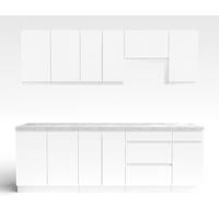 KÜCHENLEERBLOCK Aquileia 240 cm Weiß Matt mit Arbeitsplatte Marmor Bianco - Hellgrau/Weiß, Holzwerkstoff (240/157.8/60cm) - AX Living
