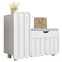 SCHUHSCHRANK 90/74,5/35 cm Weiß aus MDF mit Sitzpolster und Schublade - Weiß, Holzwerkstoff (90/74.5/35cm) - OKMYHOME