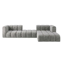 ECKSOFA Modulares In L-Form, Velvet-Stoff Riviera, Grau, Rechts, GRAND 319 cm - Grau, Holz (319/175cm) - Kaiser Möbel