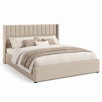BETT mit Bettkasten 160x200 cm Leinen Beige mit Matratze - Beige, Metall (160/200cm) - Meubliv