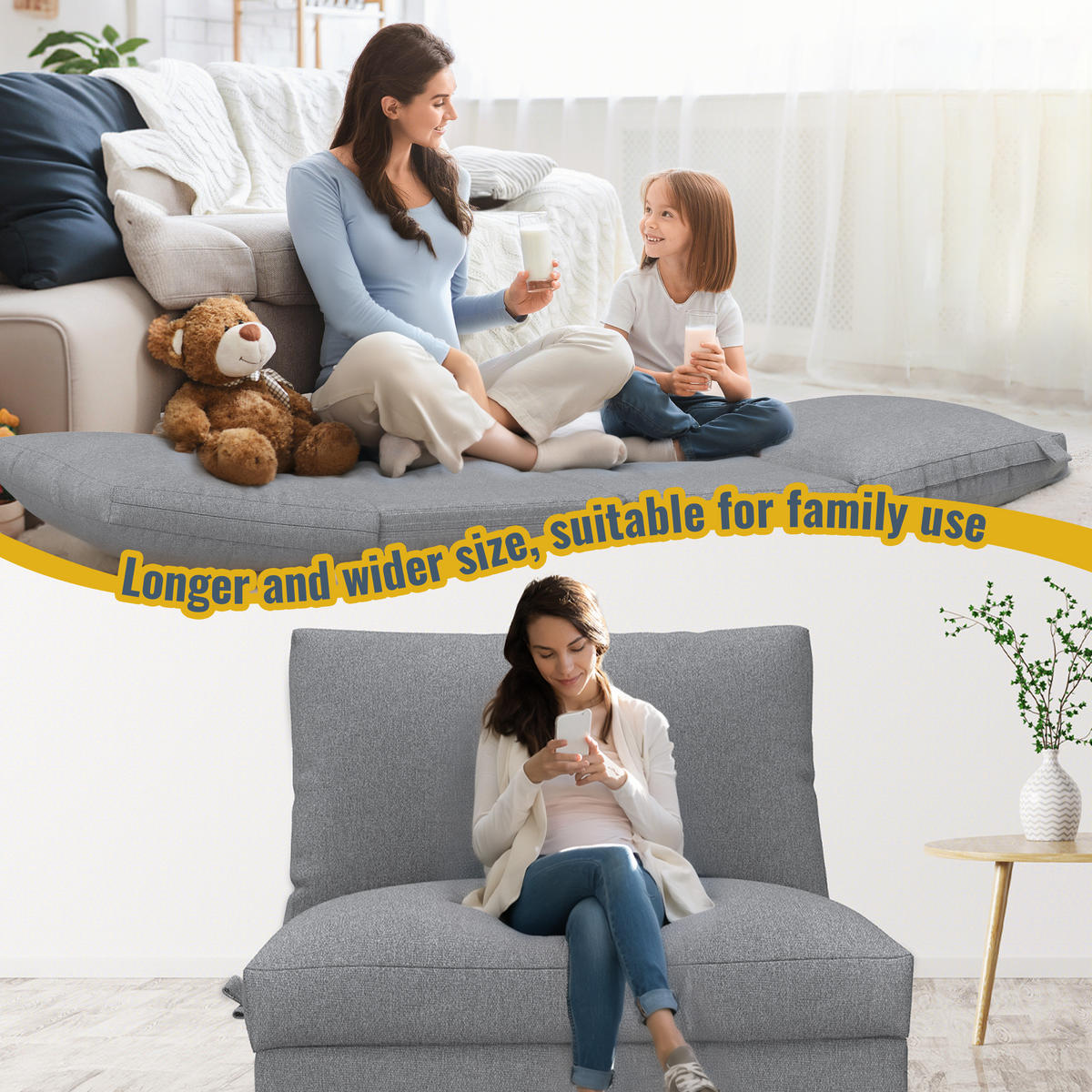 SITZSACK-SCHLAFSOFA grau - Grau, Textil (100/12/280cm) - Vercart