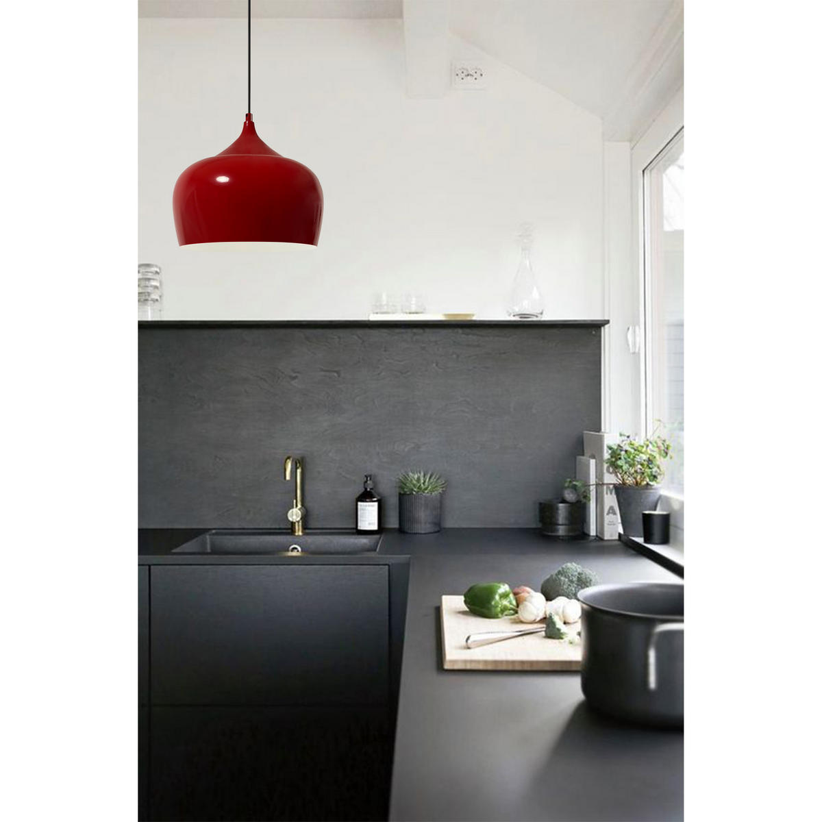 PENDELLEUCHTE Kreis 30/30 - Rot, Metall (30/30cm) - Bamyum