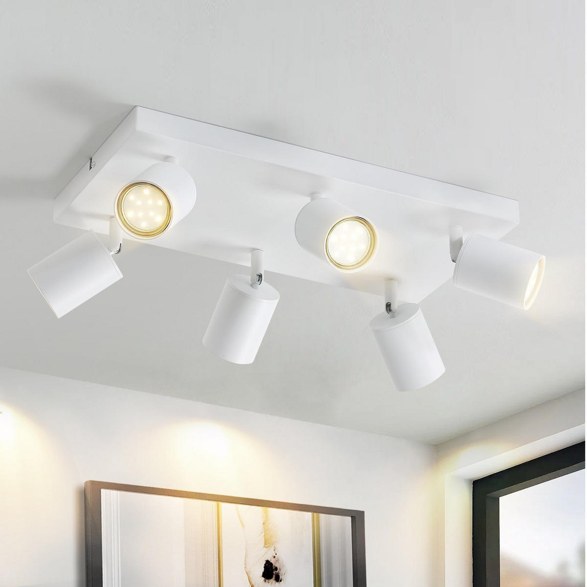 STRAHLER Beeskow 6-flammig 40/20/14.4 cm - Weiß, Metall (40/20/14.4cm) - Nettlife