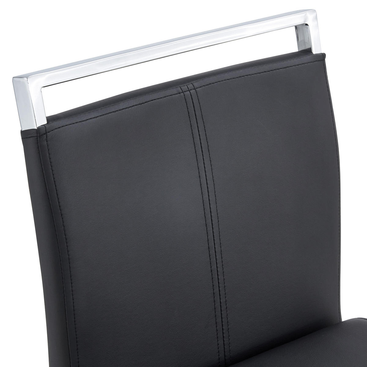 BARHOCKER 2er-Set Schwarz mit PU-Leder und Fußstütze - Schwarz, Metall (38.9/96.5/46.5cm) - PANGIVO