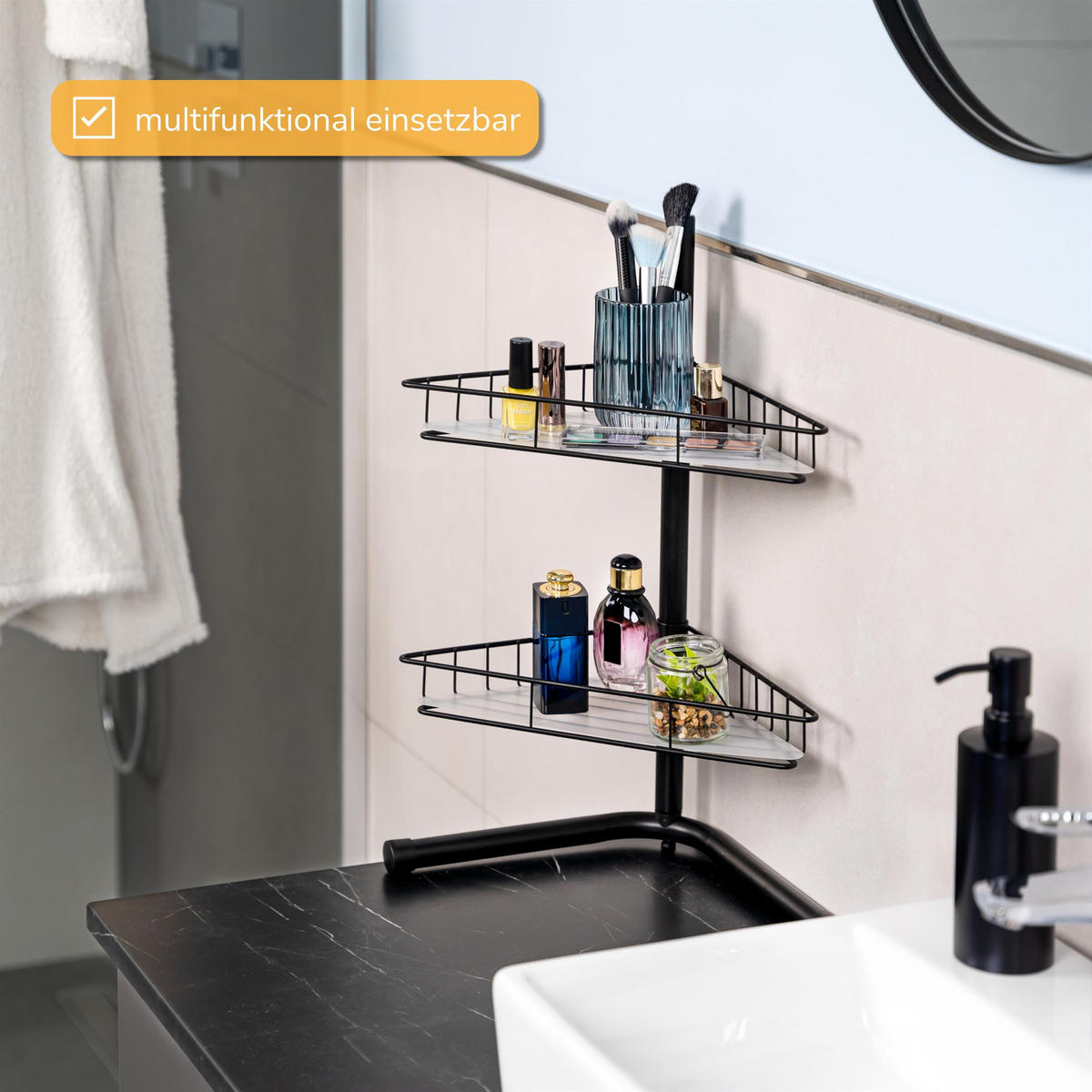 KÜCHEN-ECKREGAL, schwarz - Schwarz, Metall (26.5/51/26.5cm) - bremermann