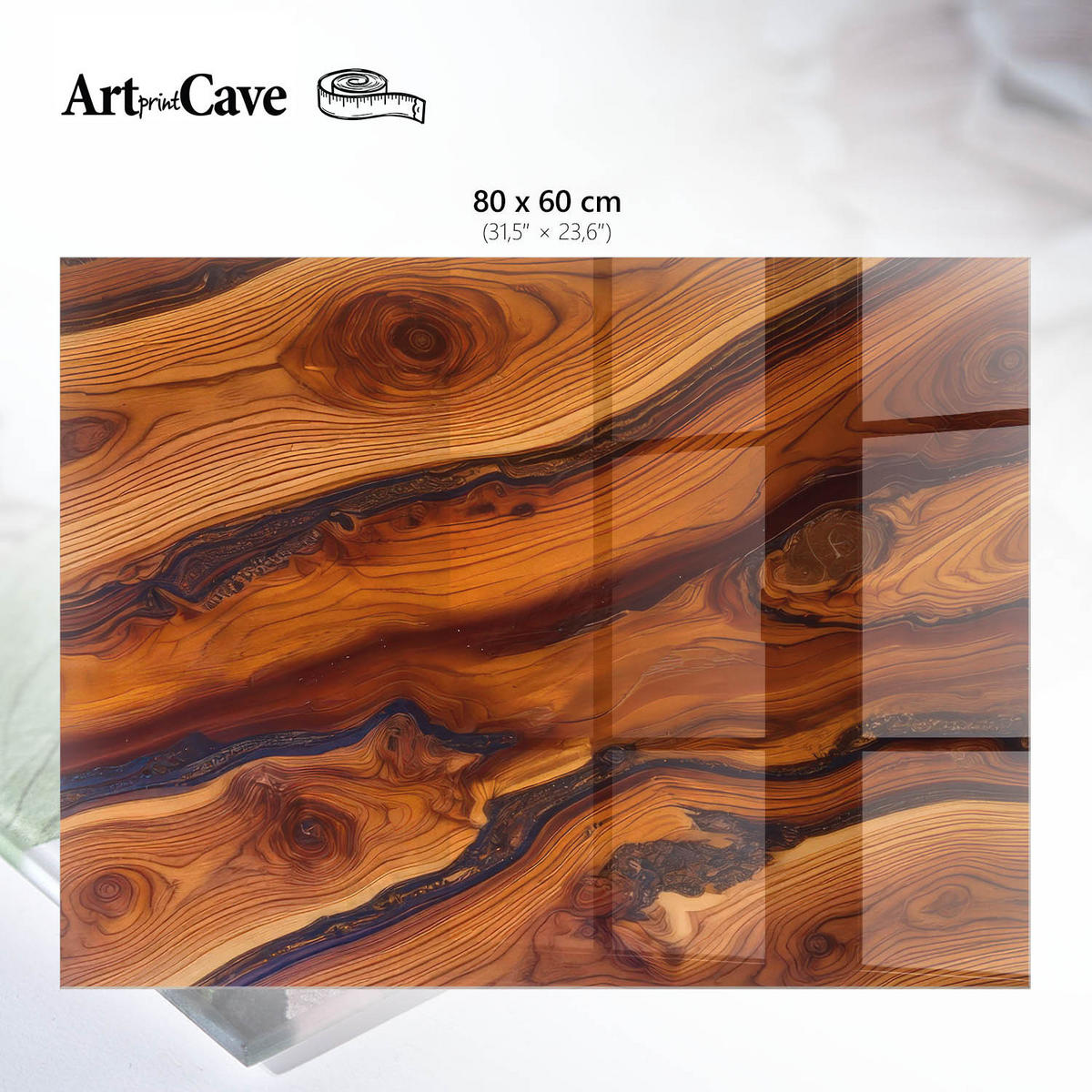 GLASPLATTE 80x60 cm – Holzmaserung - Orange, Glas (0.4/80/60cm) - ArtPrintCave