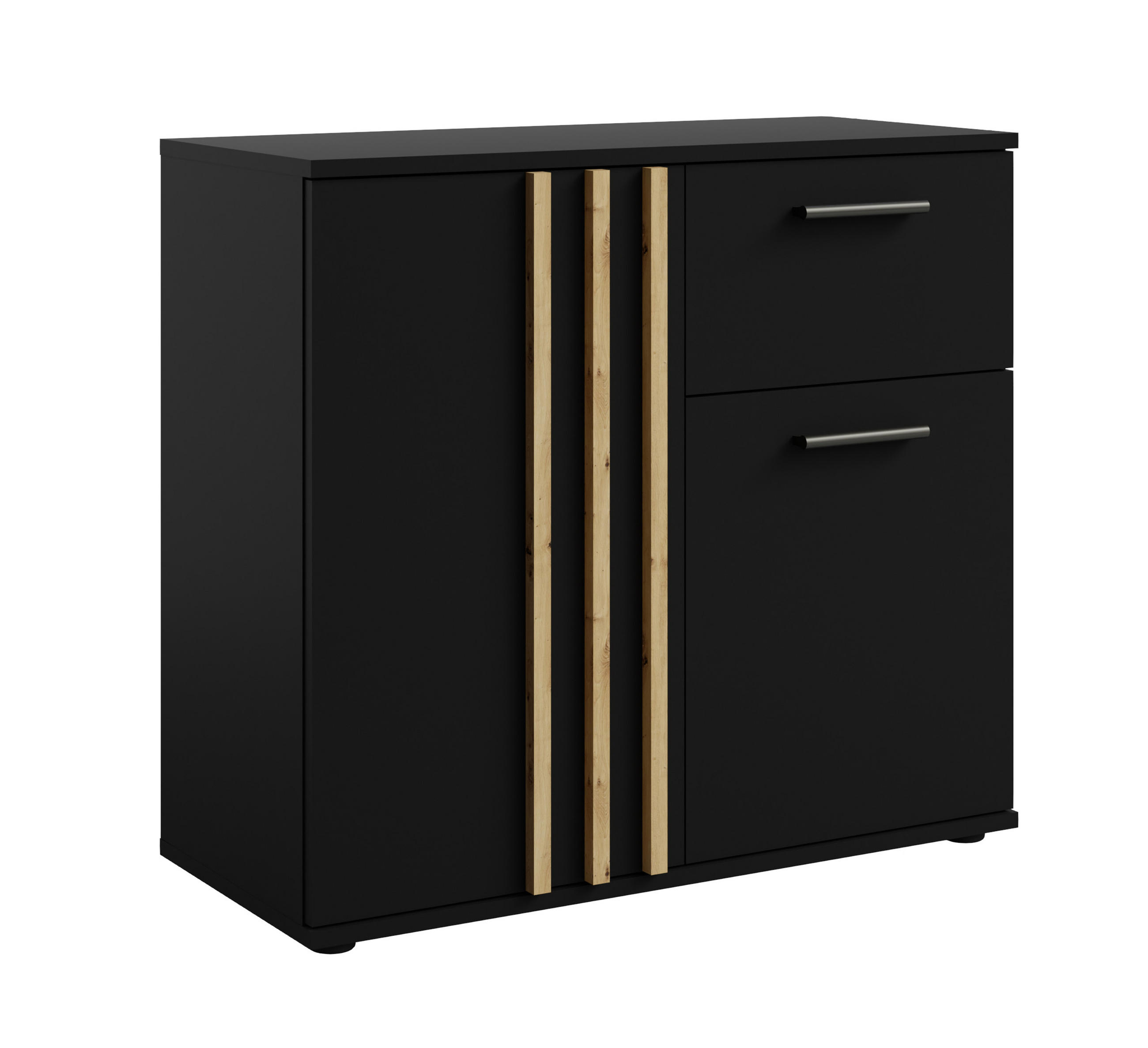 SIDEBOARD Turell 2D1SZ Schwarz 80/73/35 cm – Kommode mit Schublade - Schwarz, Holzwerkstoff/Kunststoff (80/73/35cm) - AX Living