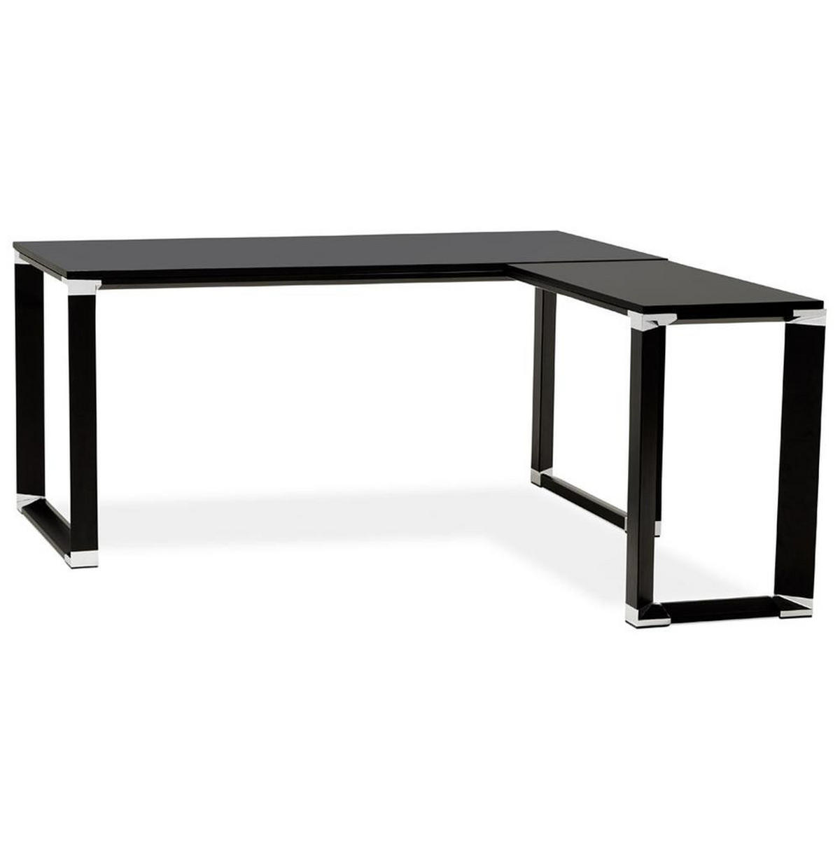 ECKSCHREIBTISCH Holz Metall Chromakzente KERIX, Schwarz 170x160x74 cm - Schwarz, Holz/Metall (160/170/74cm) - KADIMA DESIGN