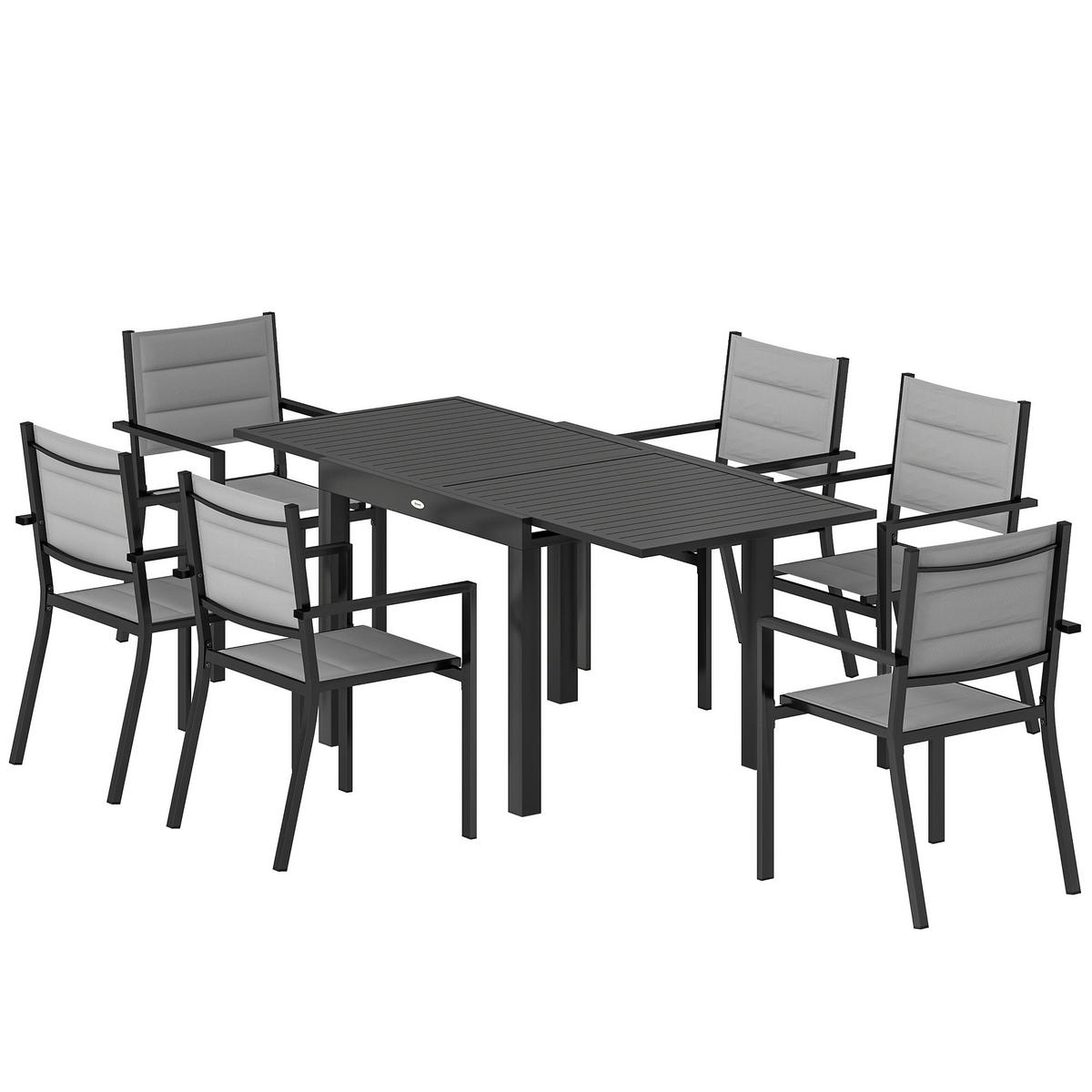 GARTENTISCHGRUPPE DE-18117 ausziehbar 90-180 cm, Aluminium/Textilene Grau - Grau, Metall - ComfortXL