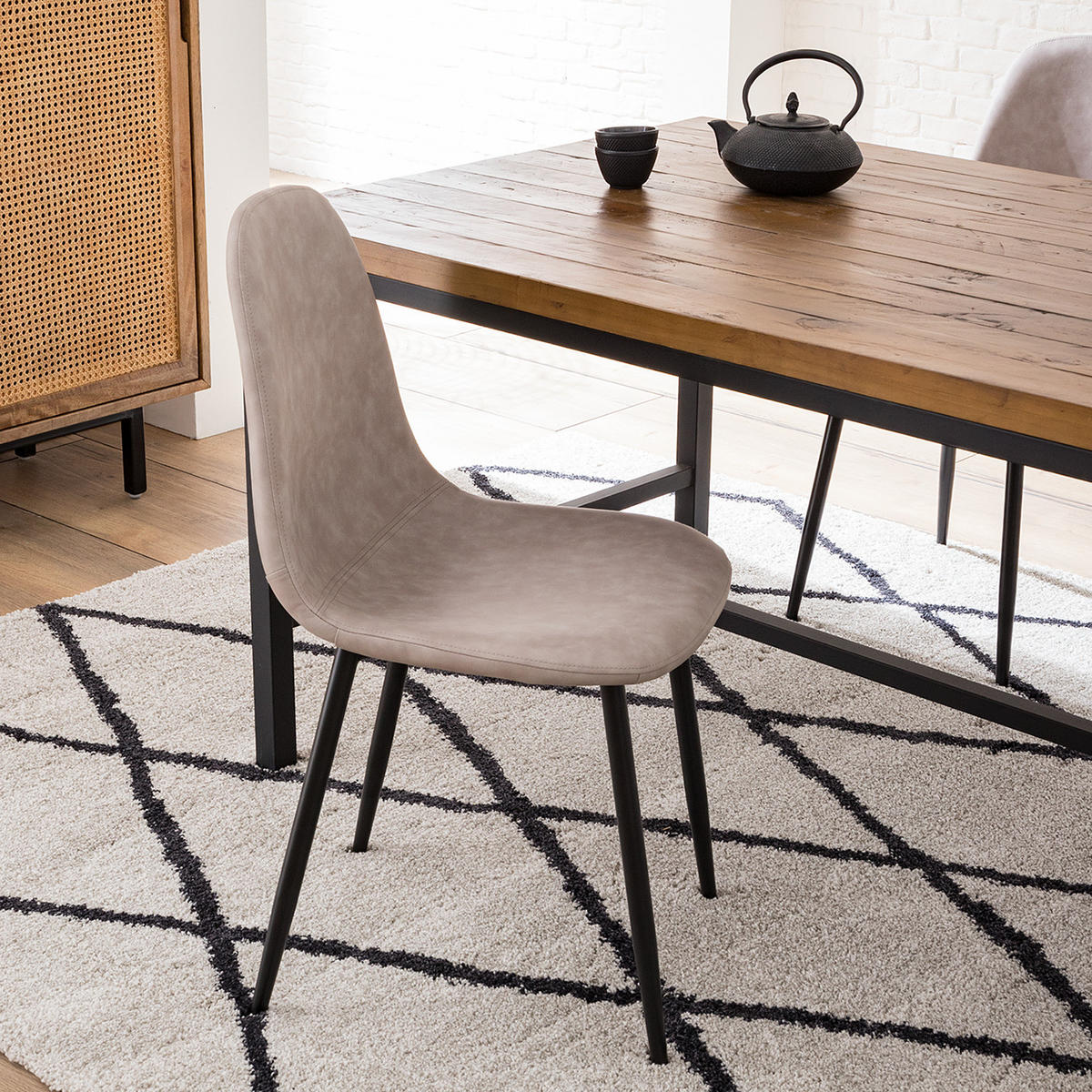POLSTERSTUHL - Metall / Kunstleder - Taupe, Kunststoff/Metall (44/87/53cm) - home24