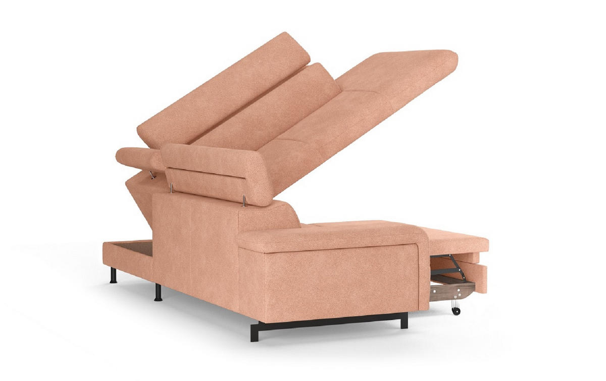 ECKSOFA mit Schlaffunktion und Bettkasten - Schwarz/Kupferfarben, Kunststoff/Textil (215/262cm) - Cotta