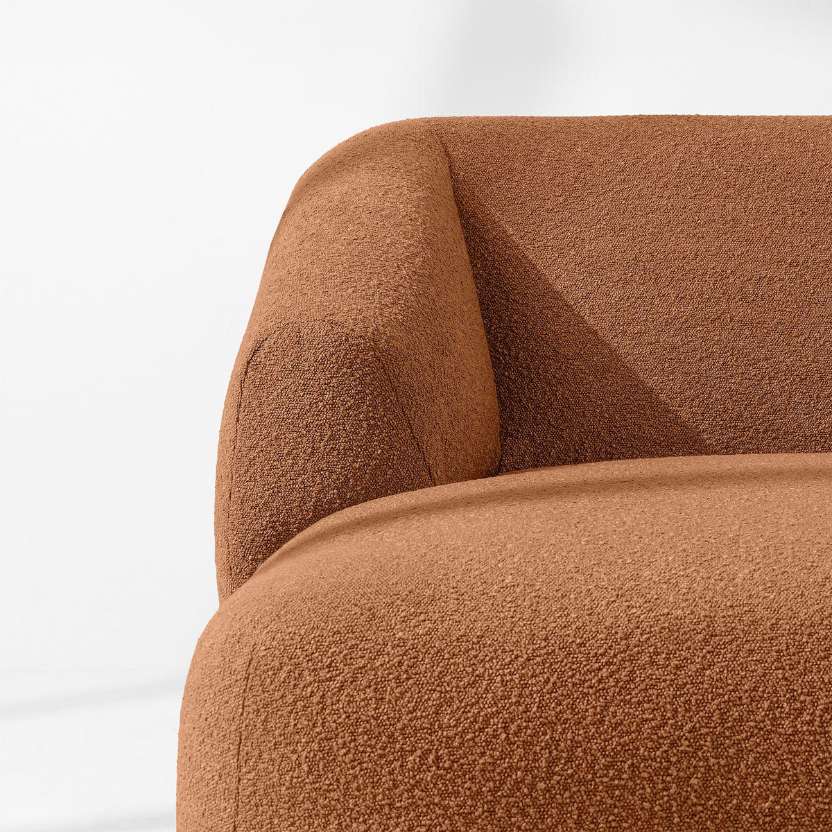 ECKSOFA LINKS VIRA, Rost, Bouclé - Rotbraun/Schwarz, Holz/Holzwerkstoff (300/160cm) - KONSIMO®