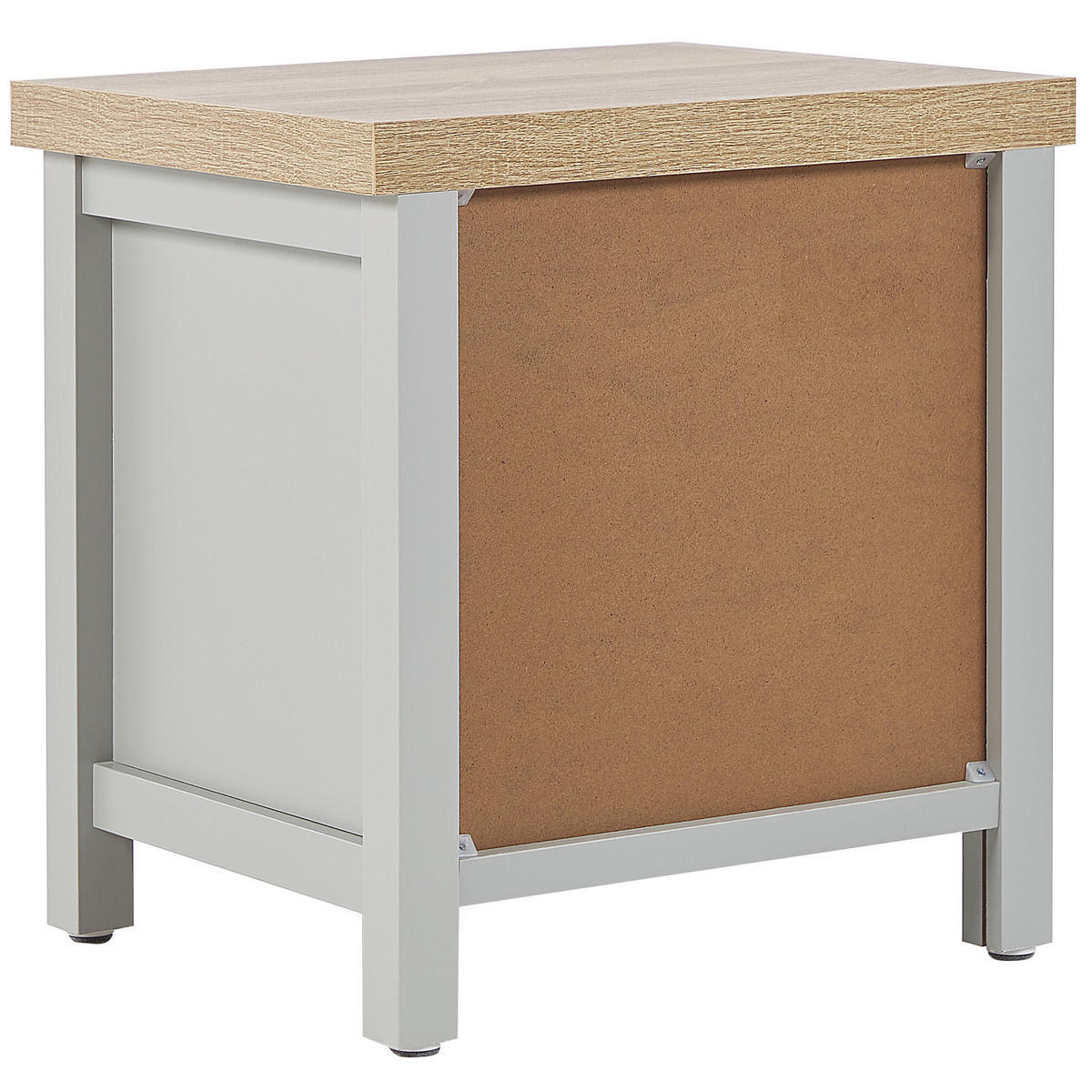 NACHTTISCH grau/heller Holzfarbton 2 Schubladen Clio - Hellbraun/Silberfarben, Holzwerkstoff (45/49/39cm) - Beliani
