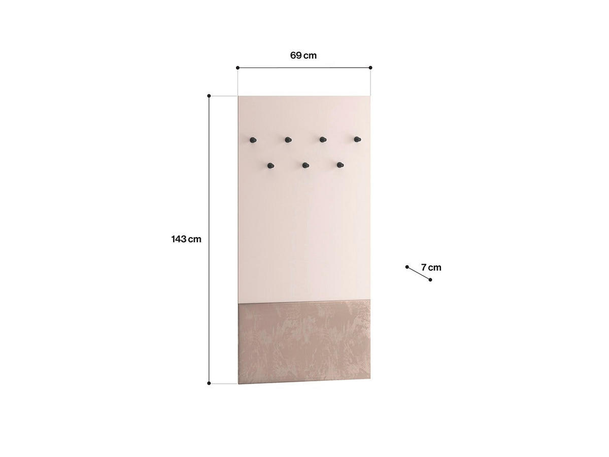 WANDGARDEROBE – VOCO 08 – 69 cm – Voco – Kaschmir / Eichefarben - Kaschmir/Eichefarben, Holzwerkstoff (69/143/6cm) - hi-markt