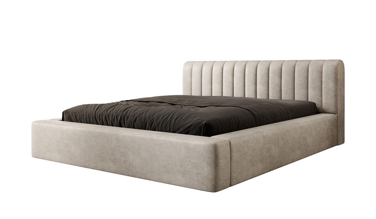 POLSTERBETT Peoria Stoff Macau - Creme, Holzwerkstoff/Textil (140/200cm) - Fun Möbel