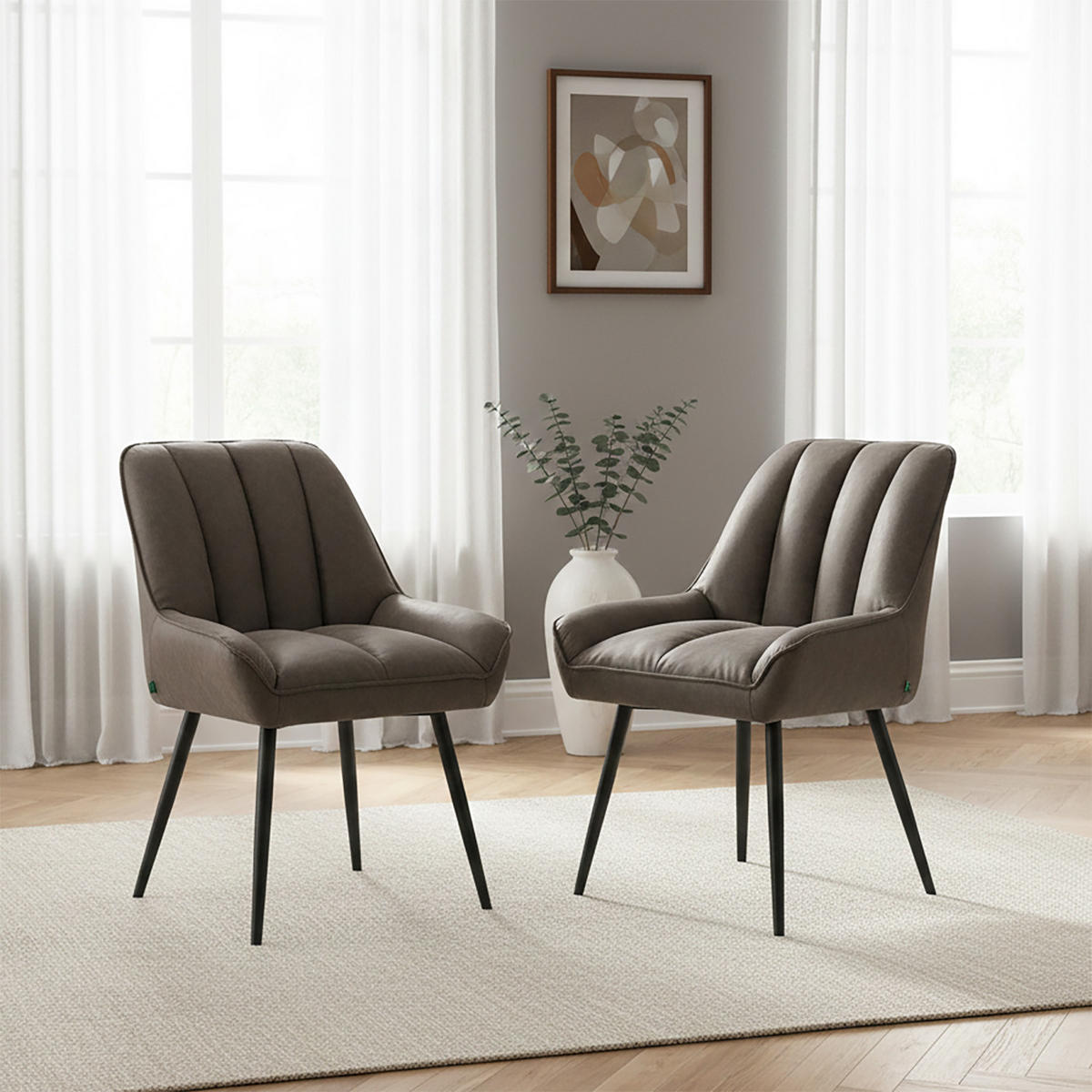ESSZIMMERSTUHL Mika-Tara 2er-Set - Taupe/Schwarz, Textil/Metall (60/88/68cm) - DUBI Möbel