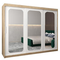 SCHWEBETÜRENSCHRANK 200/250/62 3-türig - Silberfarben/Weiß, Holz/Kunststoff (250/200/62cm) - Abiks Möbel