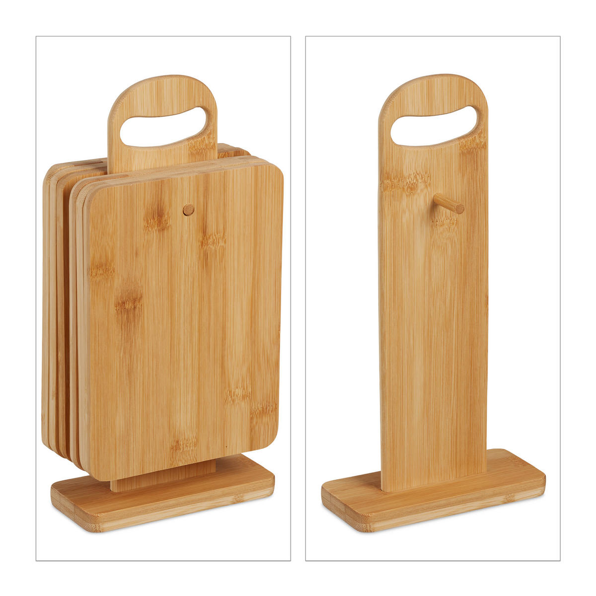 FRÜHSTÜCKSBRETTCHEN Set - Hellbraun, Holz (16/7cm) - Relaxdays