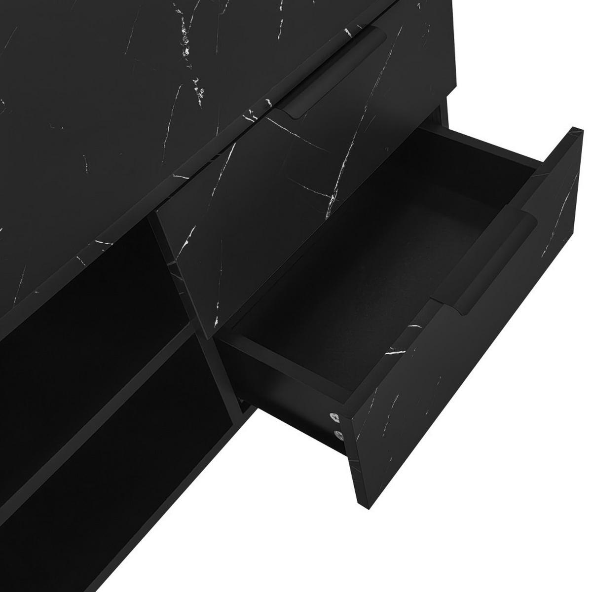 LOWBOARD in Schwarz mit verstellbarer LED-Beleuchtung - Schwarz, Holz (38/50/200cm) - KOMHTOM