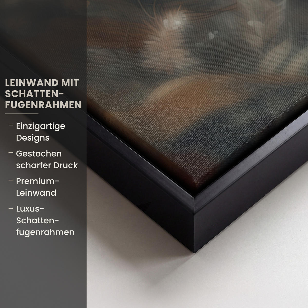LEINWAND Bilder mit Rahmen - Löwe - Wildtiere - Pflanzen - Natur - Blumen - 50x50 - Beige, Textil (50/50cm) - MuchoWow